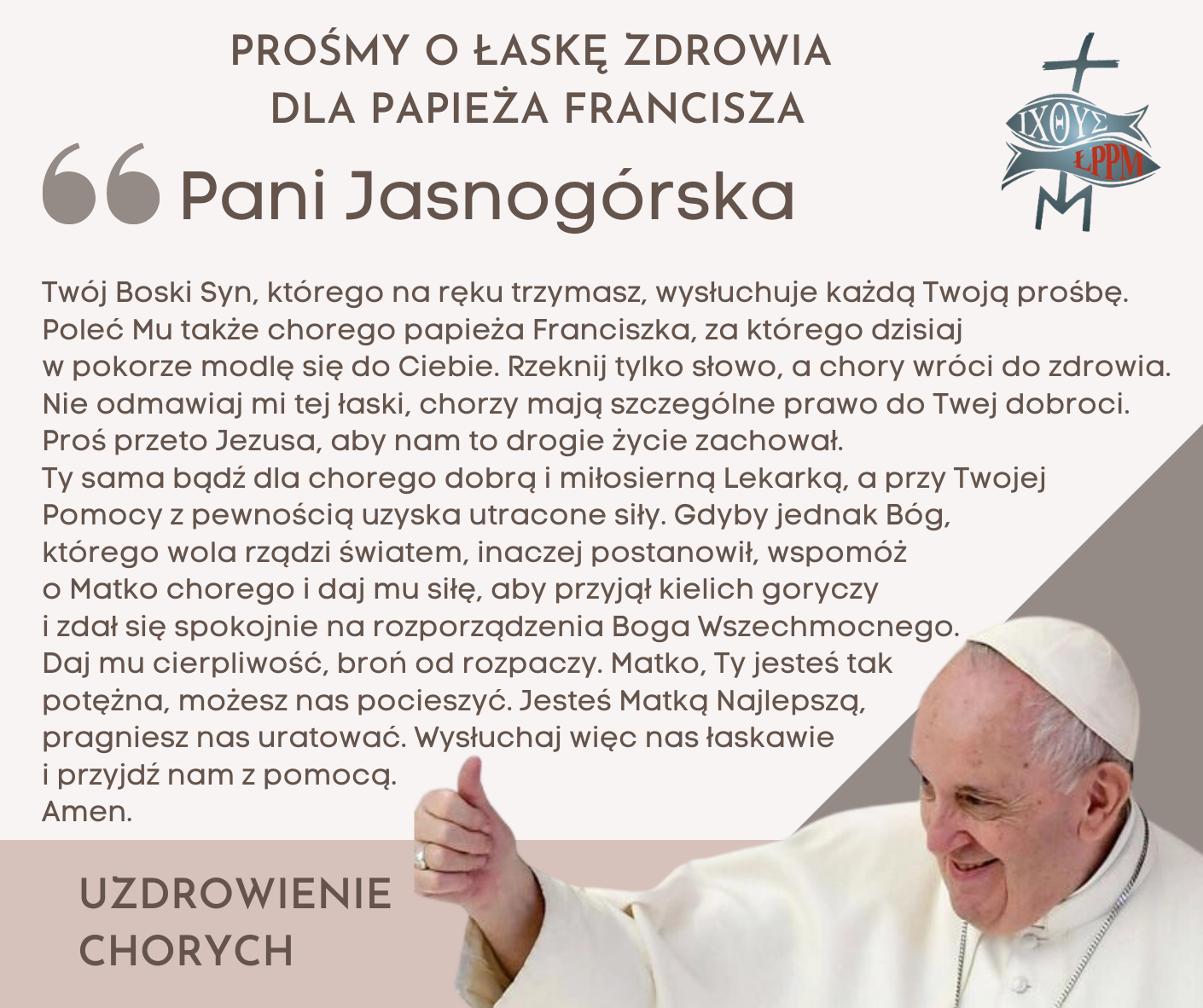 Módlmy się za papieża Franciszka