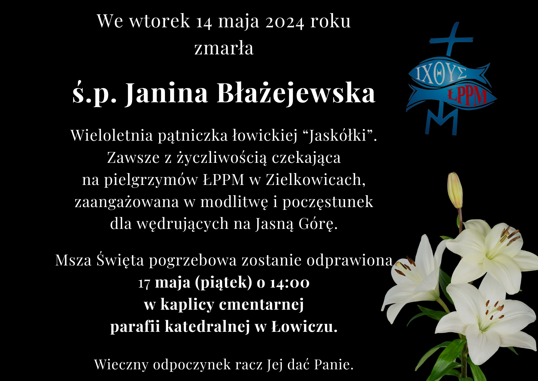 Zmarła pani Janeczka z Zielkowic